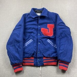 Vintage Neff Varsity Jacket Mens Medium Bomber Letterman Blue Wool Snap Lined